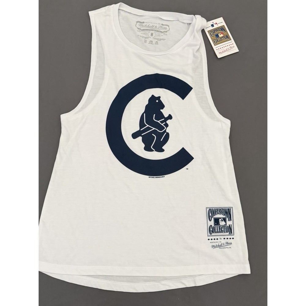 Chicago Cubs Mitchell & Ness Tank Top Womens Size Medium White Lightweight NEW!